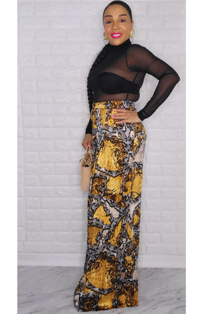 101222 The Honey Multi Print High Waist Palazzo Pant