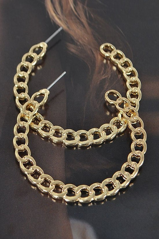 Gold Metal Retro Thick Chain Earrings