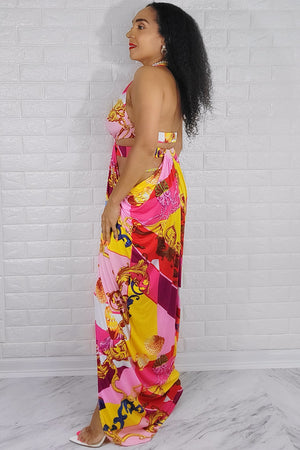 060322 Pink Florals Open Side Maxi Dress