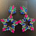 10272021 Big Multi Colors RHINSTONE Star Drop Multi Earrings