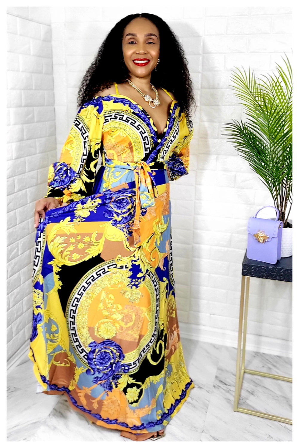 02282022 Baroque Print Off The Shoulder Maxi