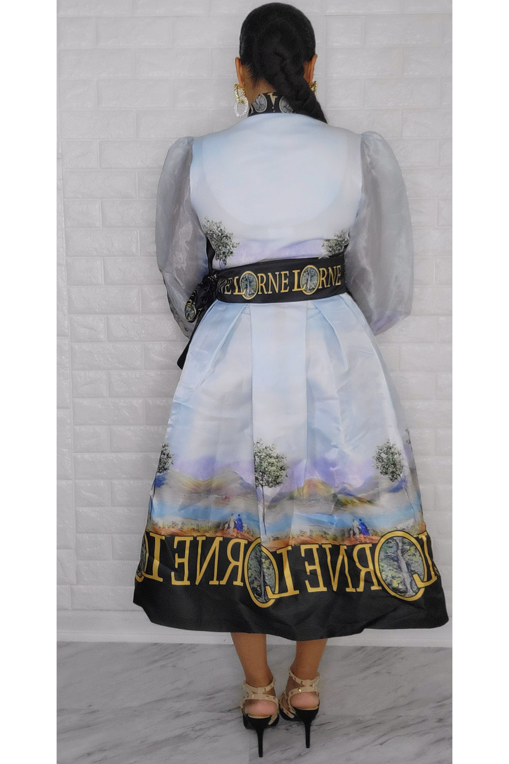 021223 The light Blue French Plain Print Wrap Short Dress