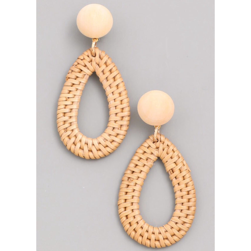 061322 Bamboo Wooden Woven Earrings