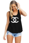 09082021 Women Rib Loose Fit CC Tank-Black