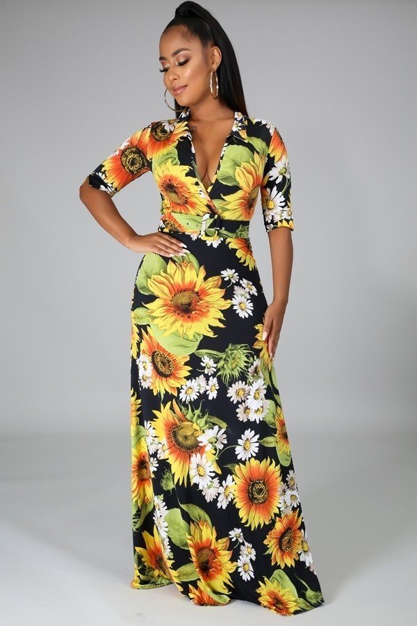 Black sunflower maxi dress shop