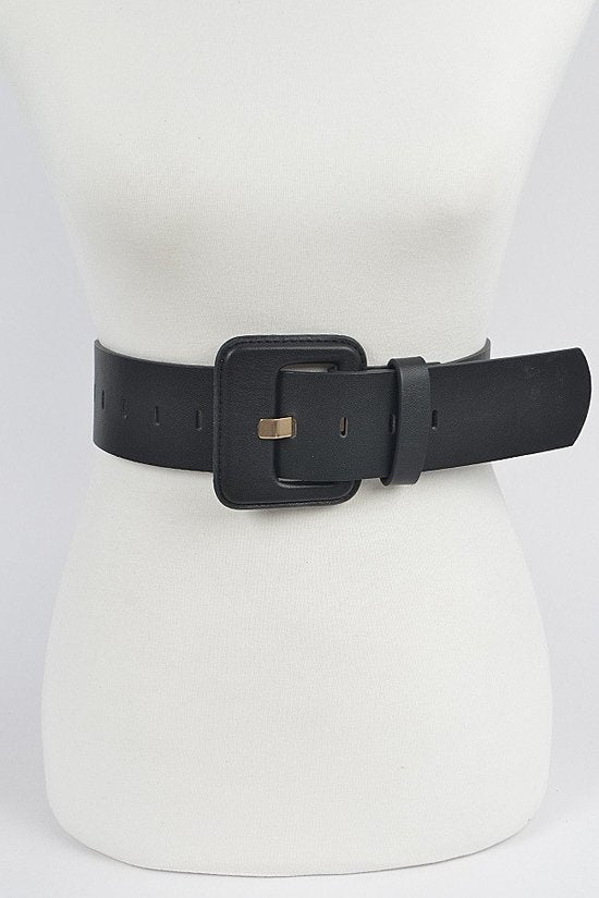 10262021 Black Faux Leather Plus Size Wide Belt