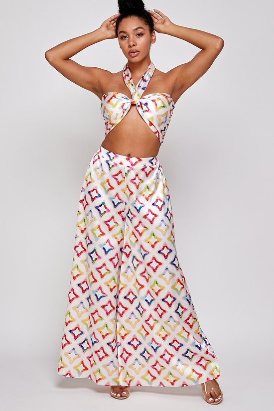 070325  Multi soft Palazzo flowy two-piece  pant set.