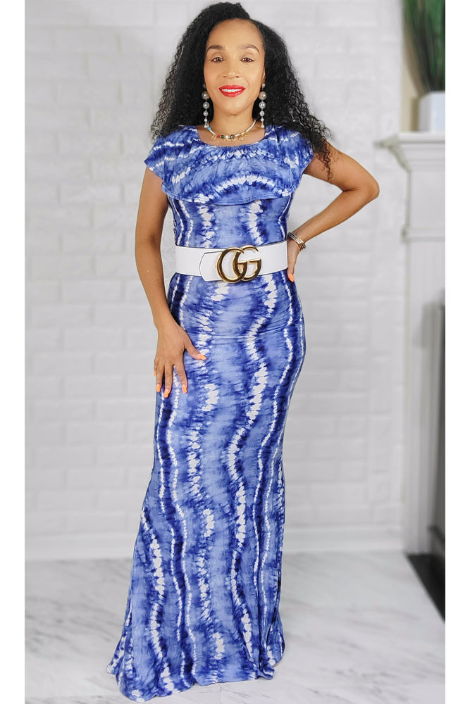 The Rain Blue Silhouette Maxi Dress