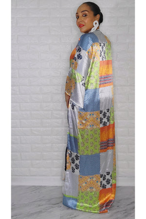 011823 Green Florals Multi Style Kimono Dress One Size Fit All