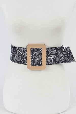 Item 100 Black Paisley Square Buckle Belt (S-L)