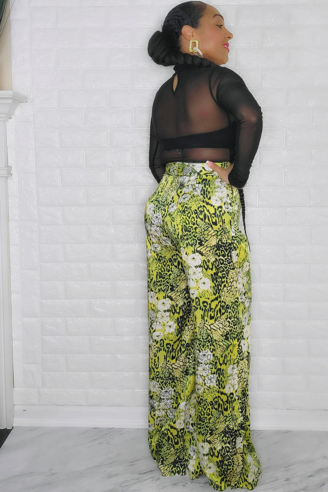 101222 The Green Animal Print High Waist Pant