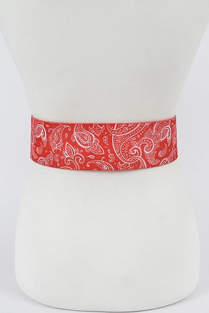 Item 55 Red Paisley Square Buckle Belt (S-L)