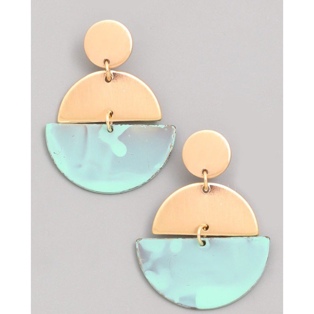061322 Bermuda Gold Tuquoise Lucite Earrings