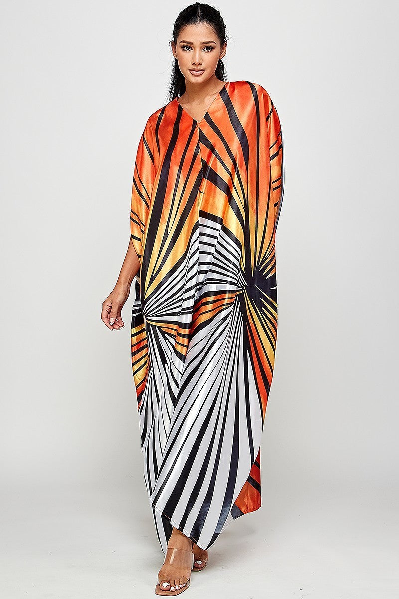 071522 The Orange Zebra Print Satin Caftan