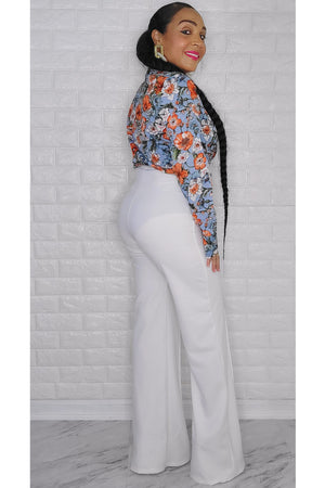 102522 Classy Long Sleeve Florals Bodysuit