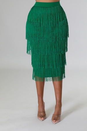 083122 The green High Waist Fringe Skirt – UNIK-ELEGANCE