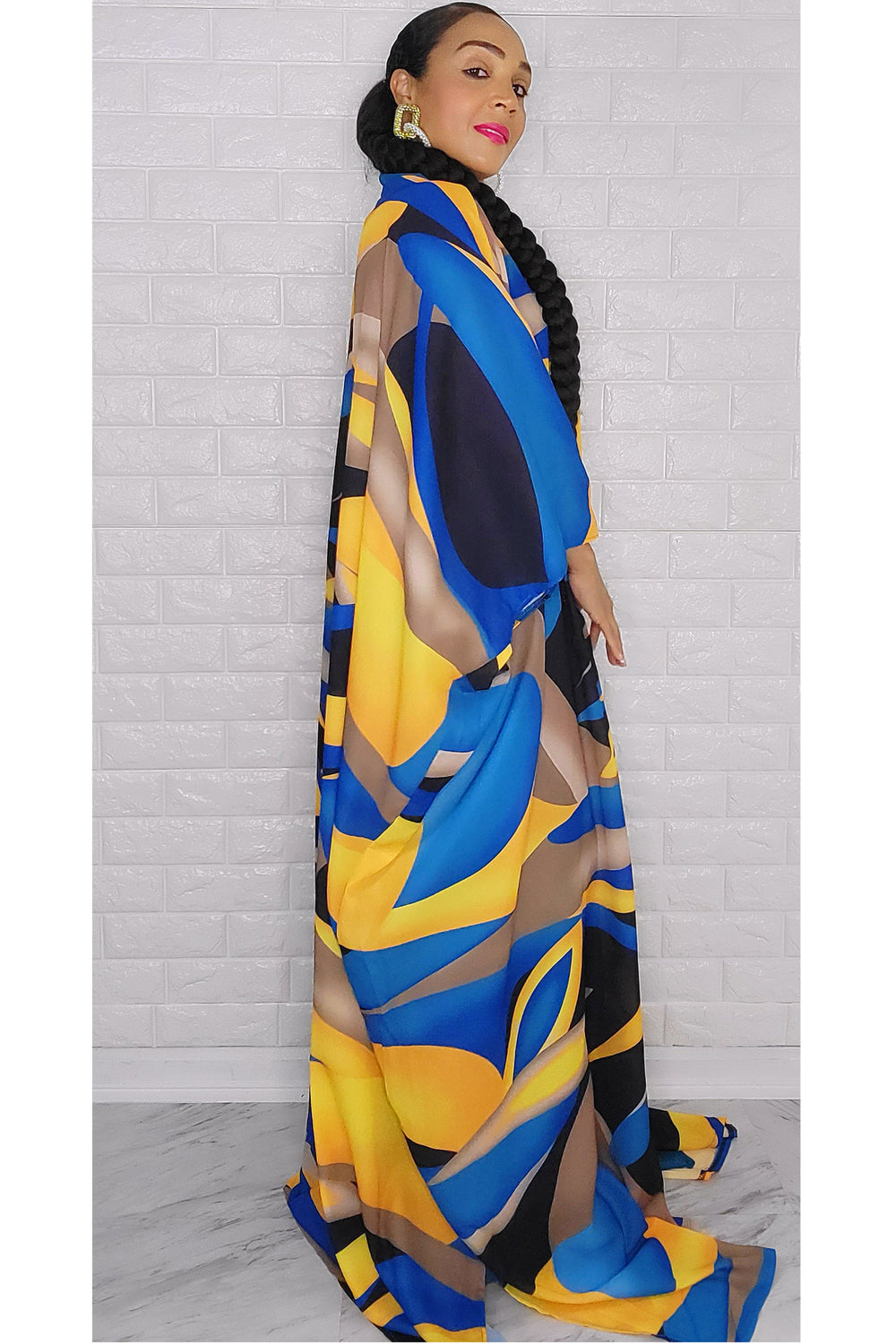 102622 The Blue Multi Print Royal Duster Set One size Fit All