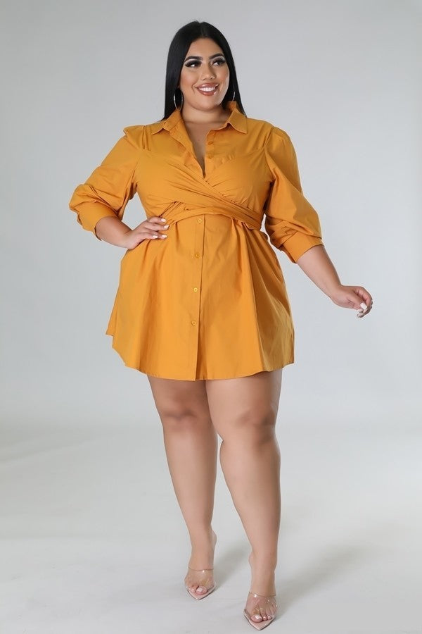 083122 The Apricot Multi Tie Detail Collar Dress