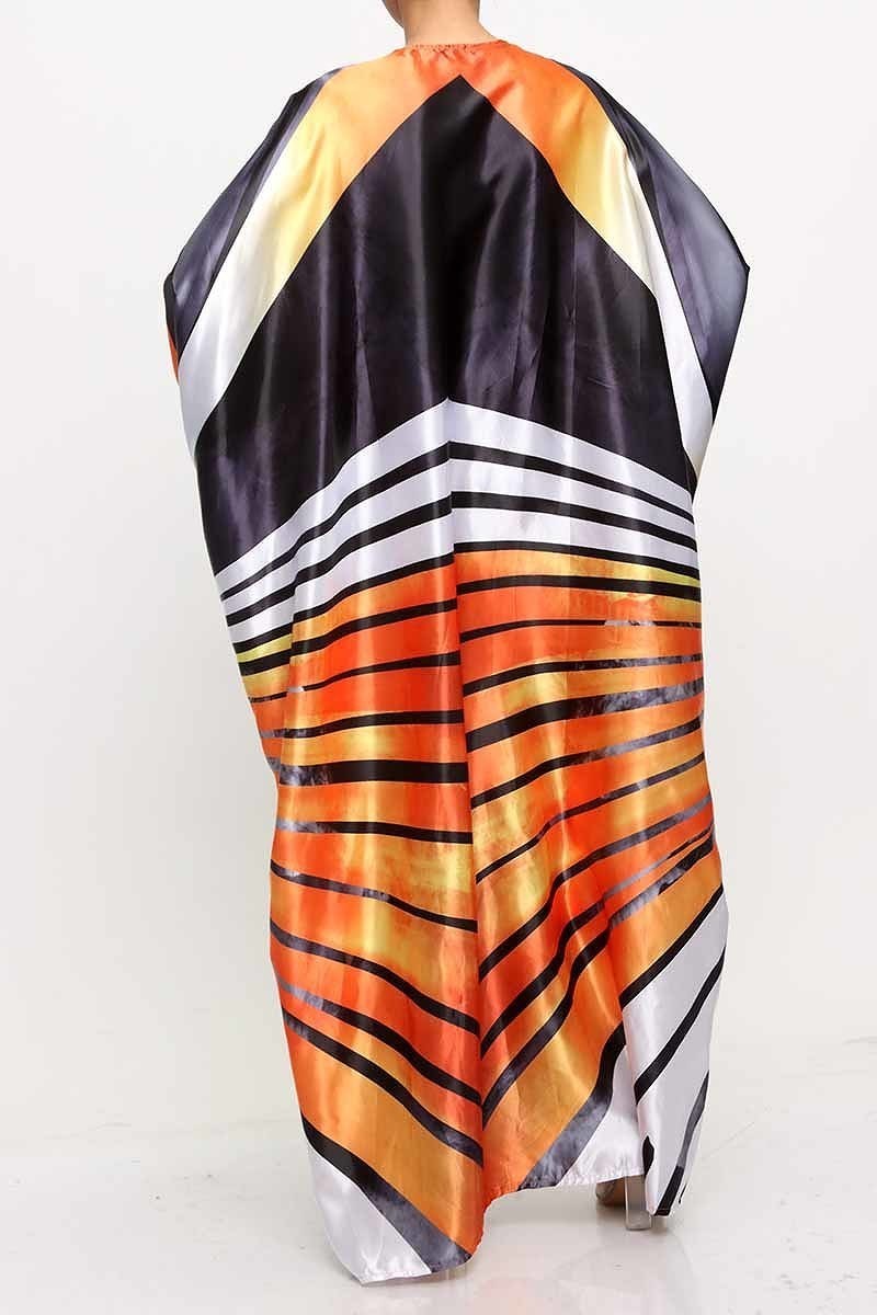 071522 The Orange Zebra Print Satin Caftan