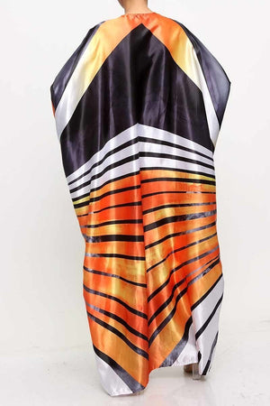 071522 The Orange Zebra Print Satin Caftan