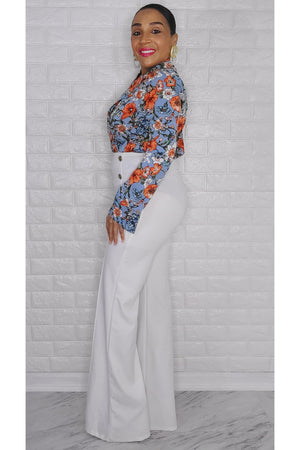 102522 Classy Long Sleeve Florals Bodysuit