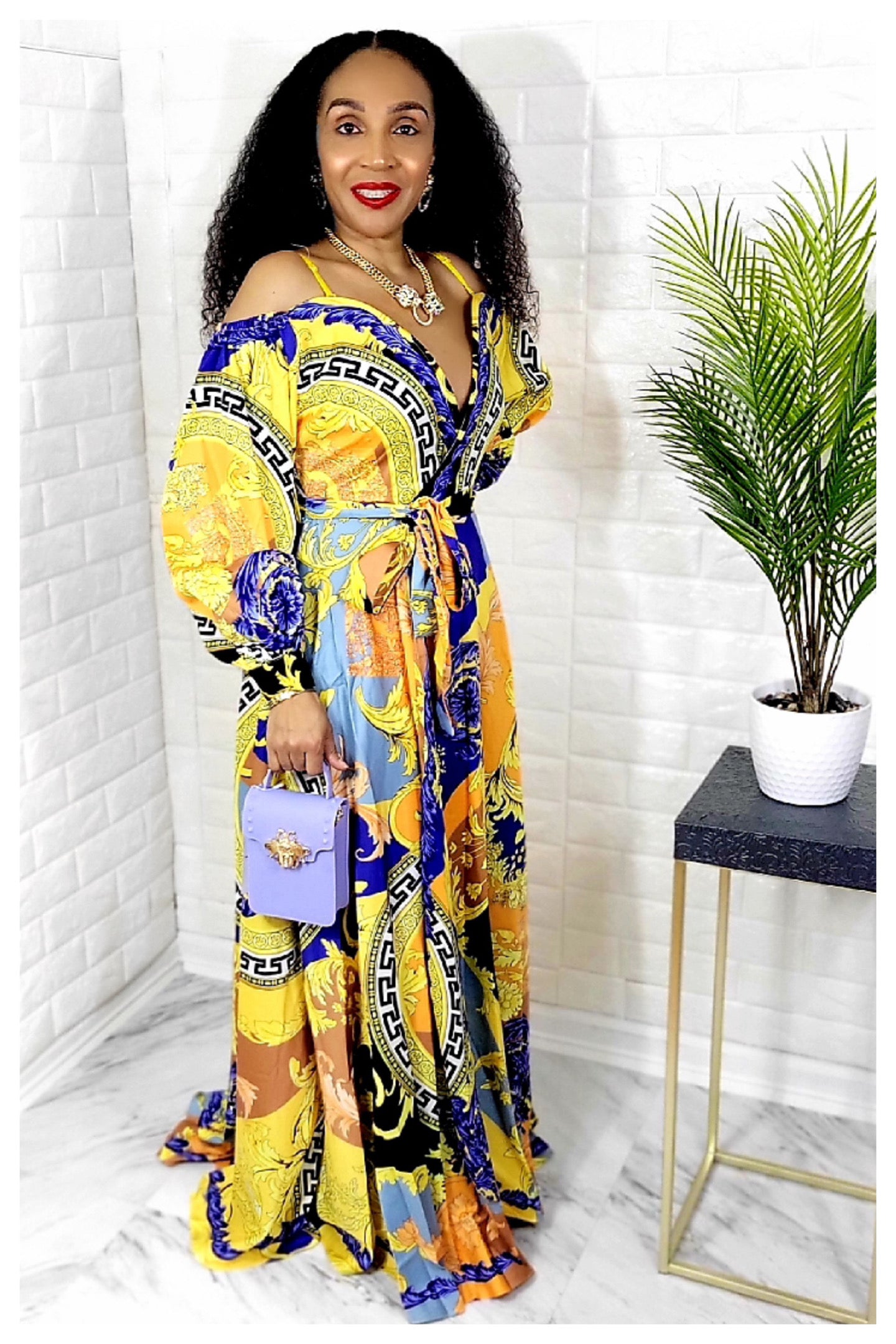 02282022 Baroque Print Off The Shoulder Maxi