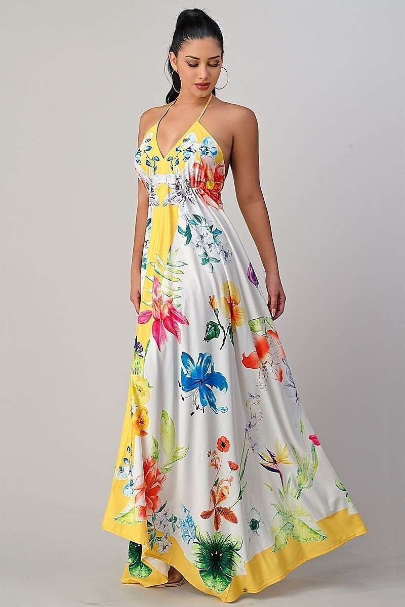 The White and Yellow Garden Maxi Dress